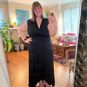 Anthropologie Maeve XL casual black vneck knit maxi